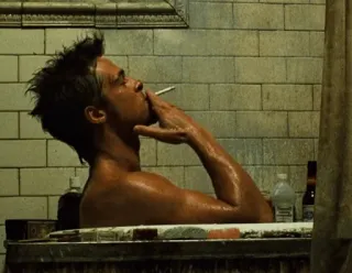 👊 Mann, Zigarette, Rauchen, Badewanne, Tyler Durden, Fight Club, Brad Pitt telegram sticker