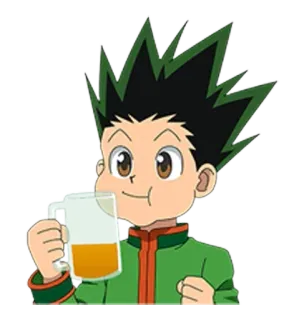 😋 Gon Freecss Hunter x Hunter anime, gon, gon freecss, hunter x hunter, drinking, orange juice telegram sticker