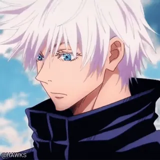😐 Satoru Gojo Jujutsu Kaisen anime, gojo, satoru, cabelo branco, olhos azuis telegram sticker
