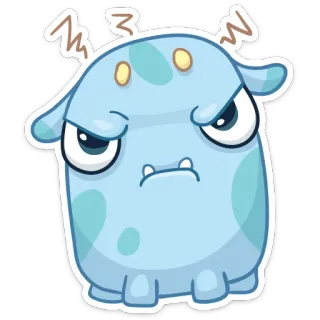 😠 mostro, carino, cartone animato, blu, divertente, arrabbiato whatsapp sticker