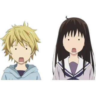 😲 Аниме, Шок, Удивлён, Мультфильм, Выражение whatsapp sticker