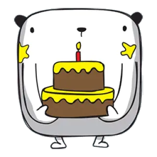 🍰 Geburtstag, Kuchen, Panda, Feier, niedlich, Cartoon, Tier telegram sticker