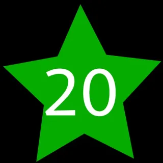 2⃣ 20 bintang, hijau, nomor, dua puluh, lencana telegram sticker