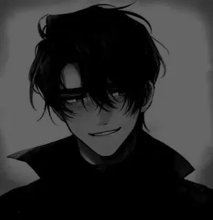 🥀 Animé, Manga, Dessin animé, Personnage, Art, Noir et blanc telegram sticker