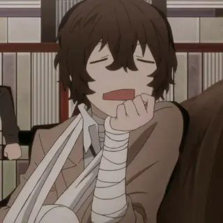 ☠️ Osamu Dazai Bungo Stray Dogs Anime, Verbände, Osamu Dazai, Bungo Stray Dogs, Charakter, Verletzt, Müde, Leichte Gewalt telegram sticker
