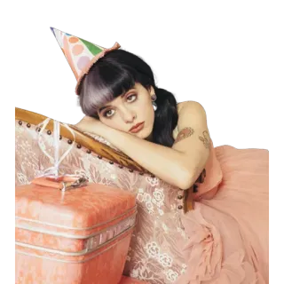🎉 Melanie Martinez cantante, artista, Melanie Martinez, cumpleaños, triste, fiesta telegram sticker