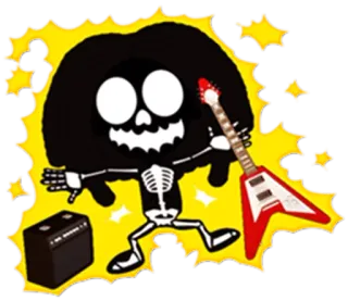 ⚡ skeleton, guitar, rock, music, bones, electric guitar, amplifier telegram sticker
