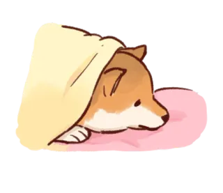 😓 cane, shiba inu, dormire, coperta, carino, kawaii, animale whatsapp sticker