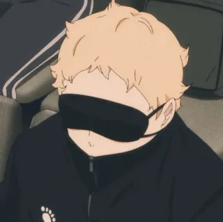 🎭 Kei Tsukishima Haikyuu!! anime, manga, kei tsukishima, haikyuu!!, sleep mask, tired, blond hair telegram sticker