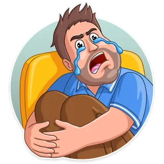 😭 pleurs, triste, contrarié, homme, émotionnel, dessin animé telegram sticker