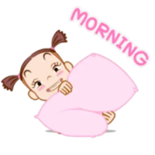 🌞 MORNING mañana, saludo, almohada, dibujos animados, lindo whatsapp sticker