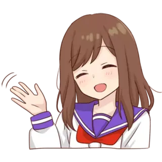 😊 anime, ragazza, divisa scolastica, che saluta, cartone animato, allegra telegram sticker