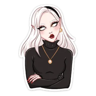 😒 gothic, vampire, elf, woman, portrait telegram sticker