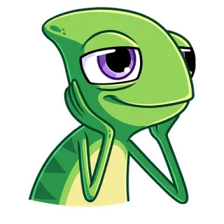 ☺️ thằn lằn, hoạt hình, động vật, dễ thương, xanh lá, bò sát whatsapp sticker