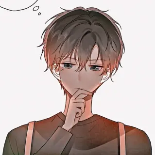 🦔 Chłopak anime, Myślący, Postać, Ilustracja, Manga, Sztuka telegram sticker