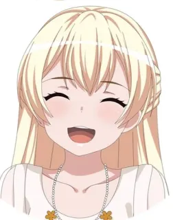 😄 anime, garota, cabelo loiro, sorriso, fofa telegram sticker