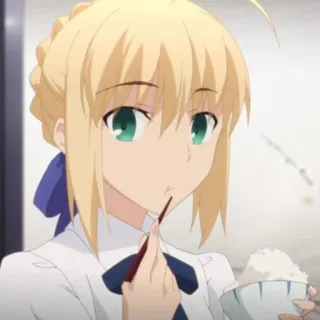 💙 Saber Fate/stay night Anime, Saber, Fate/stay night, Comiendo, Lindo, Waifu telegram sticker