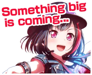 😉 Something big is coming... anime, chica, emocionada, anuncio telegram sticker