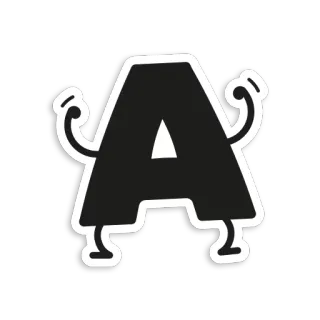 💪 letter A, alphabet, cartoon, character telegram sticker