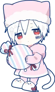 🍃 mignon, kawaii, animé, chat, chibi, manga, pyjama telegram sticker