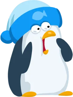 😱 pinguino, cartone animato, uccello, animale, inverno whatsapp sticker
