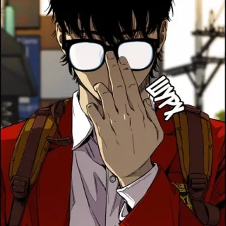 🌟 Шурх Anime, Occhiali, Uomo, Giacca rossa telegram sticker