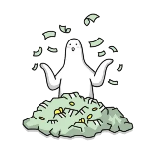 🌫 призрак, деньги, наличные, богатство, мультфильм, милый whatsapp sticker