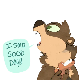 😤 I SAID GOOD DAY! animal, cartoon, yelling, fox, angry, bear telegram sticker