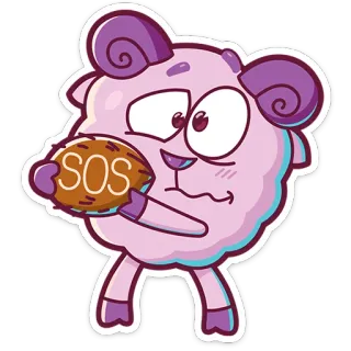 🆘 SOS sheep, SOS, help, cartoon, cute, animal, distress telegram sticker