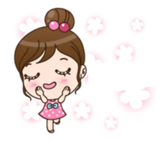 😌 Desenho animado, Menina, Bonito, Kawaii, Feliz telegram sticker
