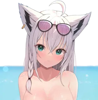 😳 Anime, Fille, Personnage, Illustration, Femme, Mignon, Été, Lunettes de soleil telegram sticker
