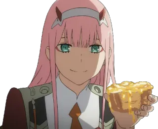 🙂 Zero Two Darling in the Franxx Anime, Zero Two, Darling in the Franxx, Süß, Cartoon telegram sticker