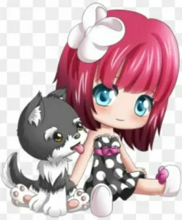 🐶 ちび, アニメ, 犬, 漫画, 可愛い, 女の子, ペット telegram sticker
