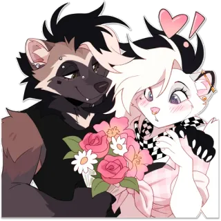 💐 furry, anthropomorphic, flowers, romance, love, cute, dating whatsapp sticker