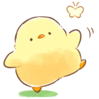 👋 цыпленок, птица, животное, милый, каваий, желтый, бабочка telegram sticker