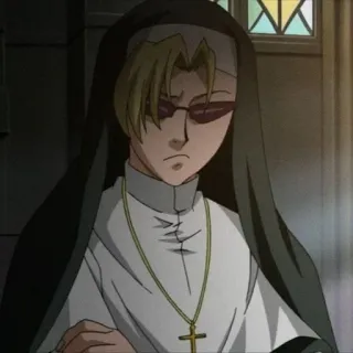 😐 Anime, Nonne, Sonnenbrille, Religiös, Charakter whatsapp sticker