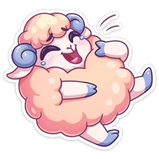 😂 овца, милый, животное, мультик, пушистый, счастливый whatsapp sticker