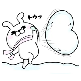 ❤️ トウッ 雪, 雪玉, 冬, 動物, かわいい, アニメ, ウサギ, ウサギ telegram sticker
