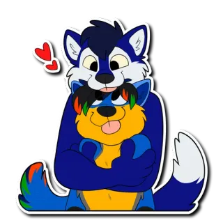 ❤️ Furry, Tiere, Umarmung, Liebe, Cartoon, Sticker telegram sticker