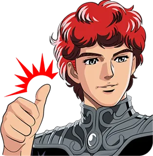 👍 Anime, Pollice in su, Positivo, Cartone animato, Illustrazione telegram sticker