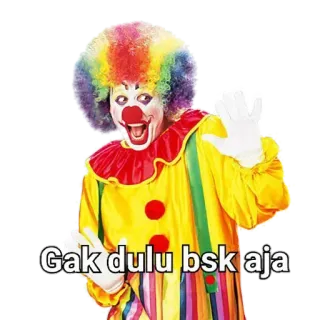 🤔 Gak dulu bsk aja Klaun, Kostium, Śmieszne, Kolorowe, Pozdrowienie telegram sticker