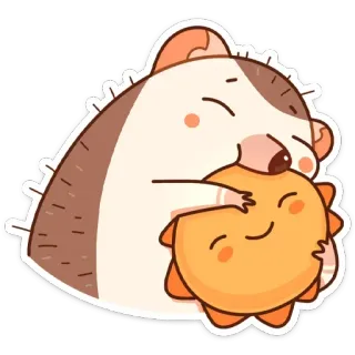 ☀️ เม่น, พระอาทิตย์, น่ารัก, กอด, สัตว์, การ์ตูน telegram sticker