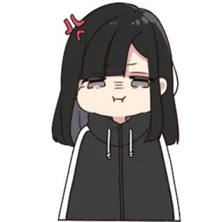 🦄 Garota anime, Desenho animado, Bravo/a, Adesivo, Fofo/a, Cabelo preto telegram sticker
