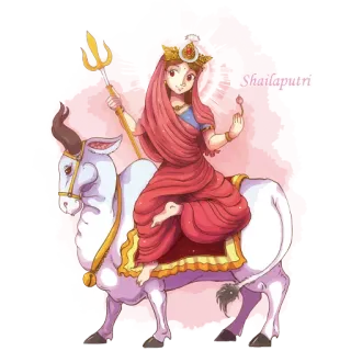 😊 Shailaputri Dea indù, Durga, Navaratri, Cultura indiana, Divinità telegram sticker