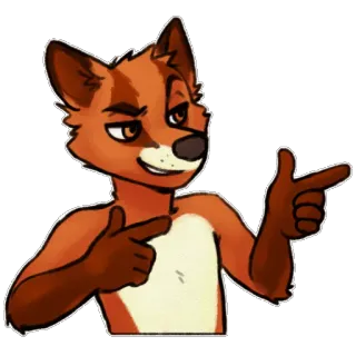 👉 raposa, antropomórfico, desenho animado, arminhas com os dedos, furry, animal, gesto whatsapp sticker