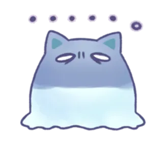 😒 kucing, imut, stiker, biru, mengantuk, hewan, hantu, gumpalan whatsapp sticker