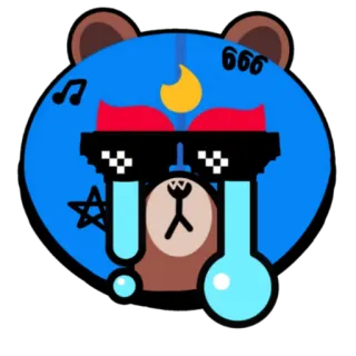 😭 666 niedźwiedź, kreskówka, naklejka, okulary przeciwsłoneczne, diabeł telegram sticker