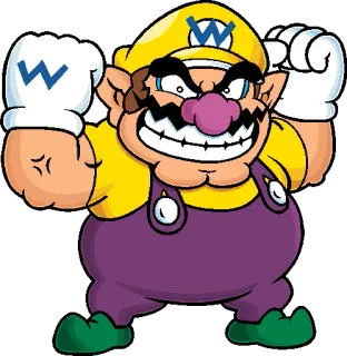 💪 Wario Варио, Нинтендо, Персонаж видеоигры, Мультфильм, Смешной, Злой, Видеоигра telegram sticker