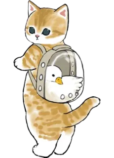 🦢 cat, duck, animal, backpack telegram sticker