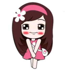 😽 卡通, 女孩, 可爱, 花, 粉色, 卡哇伊, 动漫 whatsapp sticker